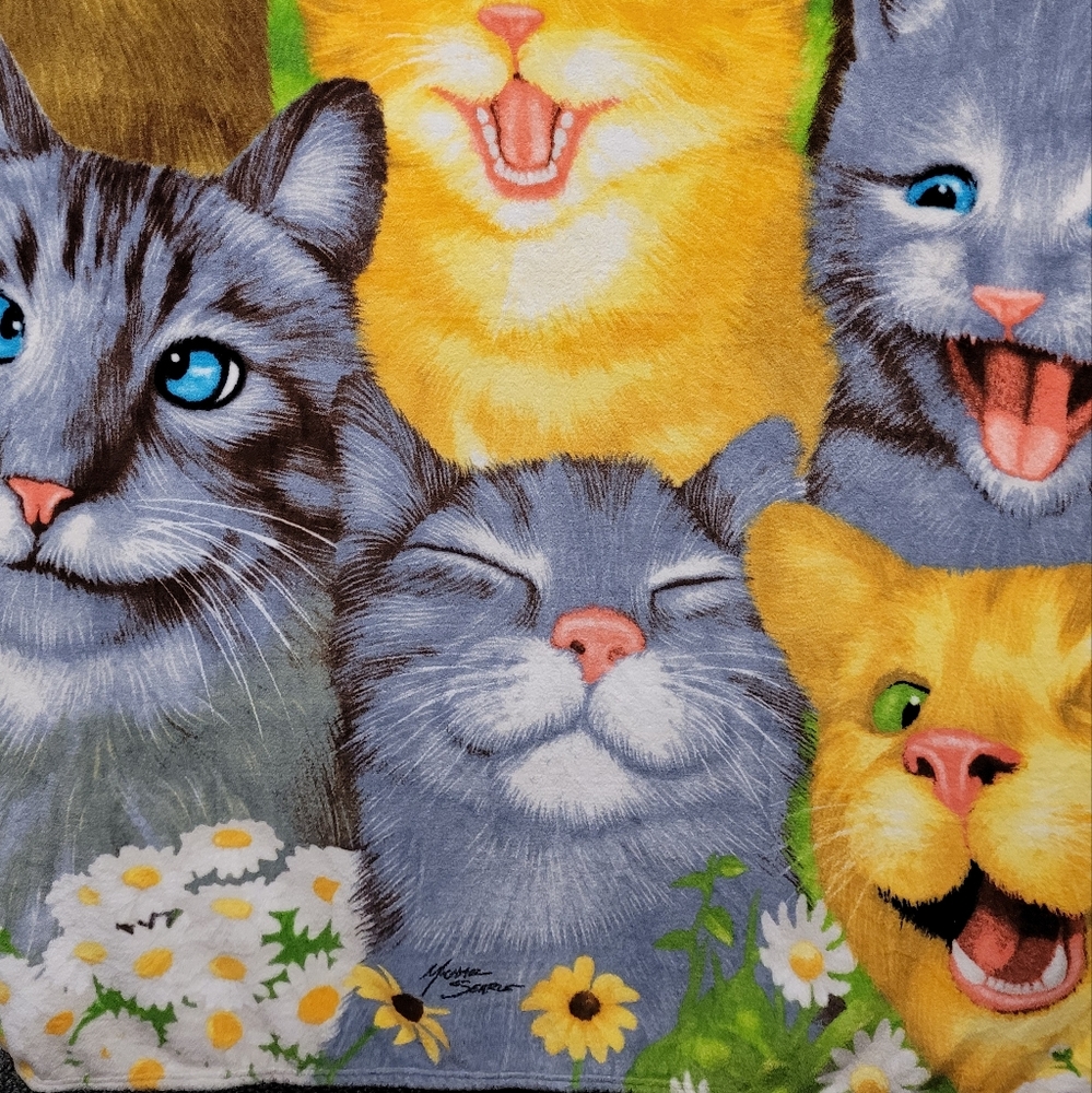 Adorable Kitties & Cats Super Soft Plush Throw Michael Searle 48 x 64 - Picture 2 of 7